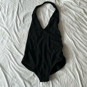 Low back halter body suit